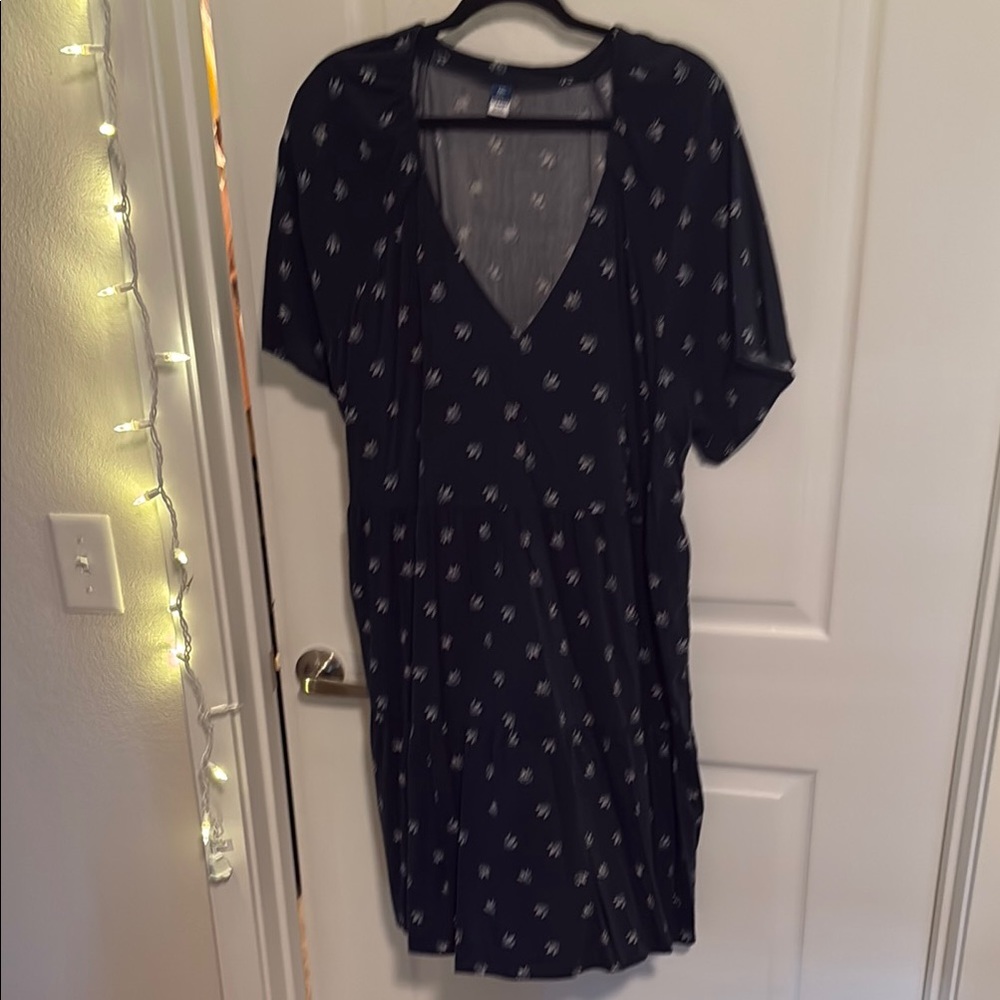 Blue Dress with White Pattern